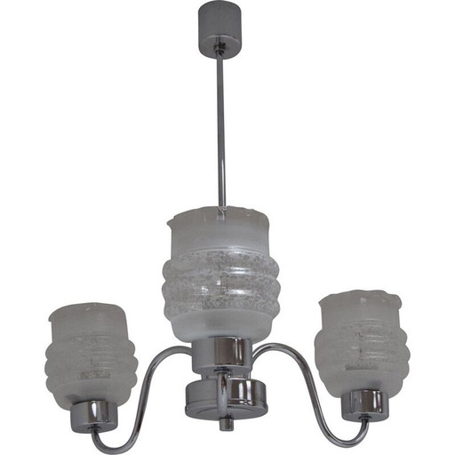 Vintage-Kronleuchter aus Chromglas, Tschechoslowakei 1970