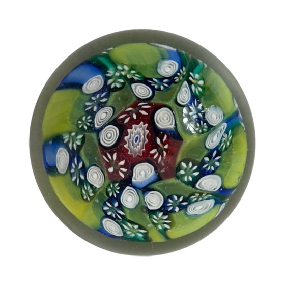 Image 1 of Handgefertigt - Millefiori - Presse Papier / Briefbeschwerer- Florales Dekor - unten markiert