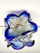 Muranoglasschale, organische Form, klares Muranoglas mit 24 Karat Blattgold und Blattsilber, Italien