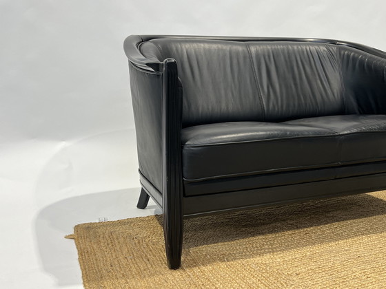 Image 1 of Giorgetti Schwarzes Ledersofa