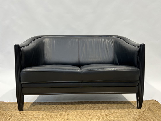 Image 1 of Giorgetti Schwarzes Ledersofa