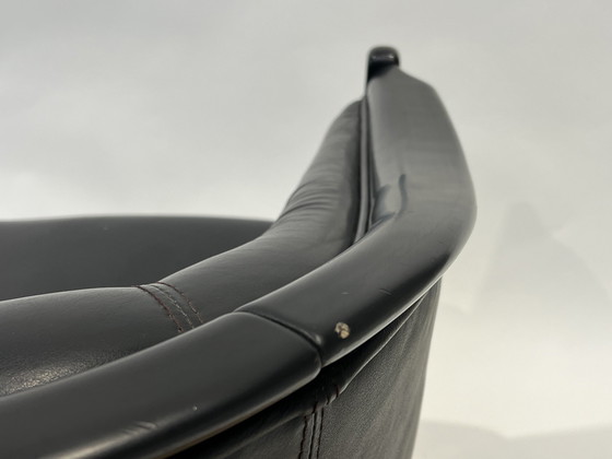 Image 1 of Giorgetti Schwarzes Ledersofa