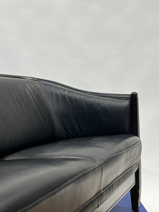 Image 1 of Giorgetti Schwarzes Ledersofa