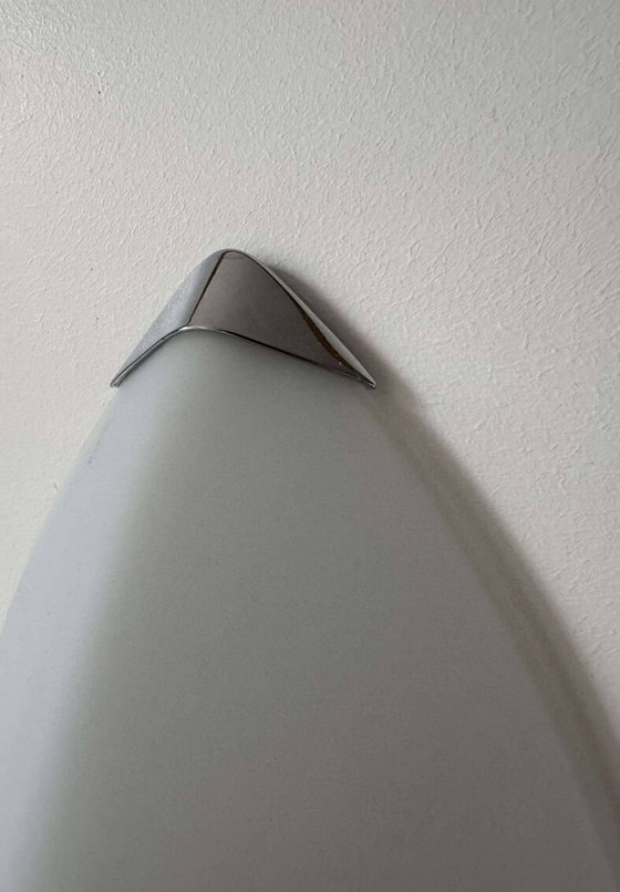 Image 1 of 2X Wandleuchten Aus Chrom Und Sandgestrahltem Glas - Italien 1980