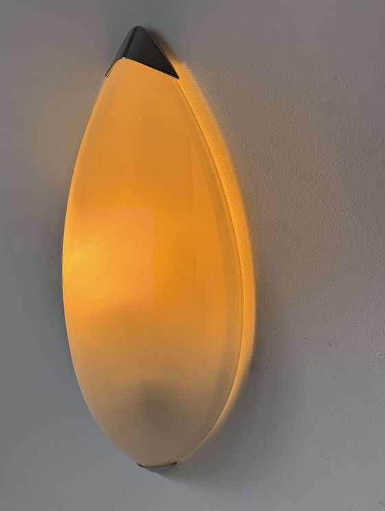 Image 1 of 2X Wandleuchten Aus Chrom Und Sandgestrahltem Glas - Italien 1980