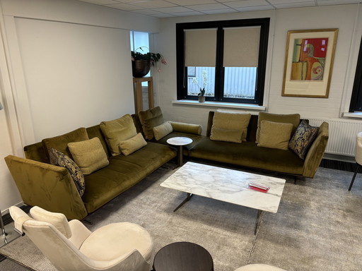 Flexform Evergreen Ecksofa 310X320 In Samt Waldgrün
