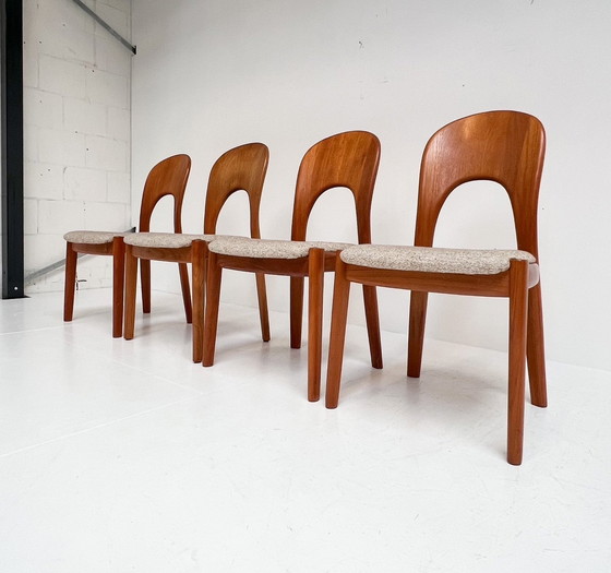Image 1 of 4x Koefoeds Hornslet Stuhl von John Mortensen Creme, 1960'S