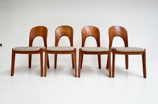4x Koefoeds Hornslet Stuhl von John Mortensen Creme, 1960'S