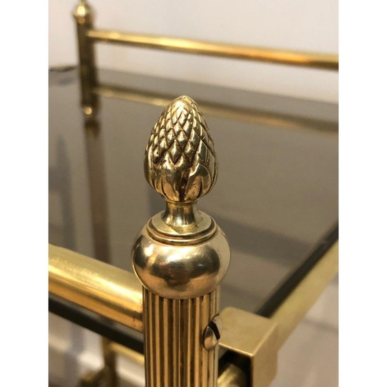 Image 1 of Paar Sofaköpfe aus Messing und Rauchglas, 1940