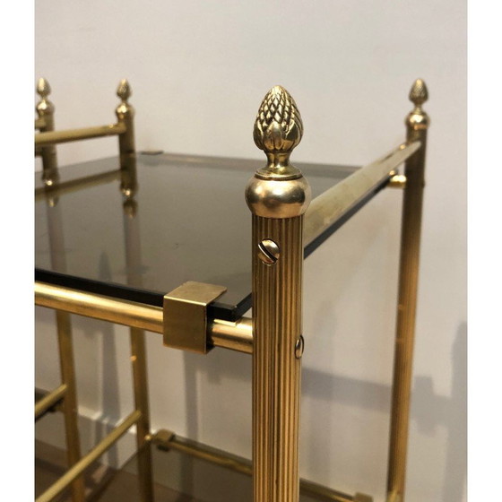 Image 1 of Paar Sofaköpfe aus Messing und Rauchglas, 1940