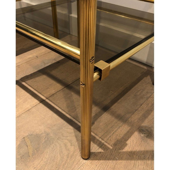 Image 1 of Paar Sofaköpfe aus Messing und Rauchglas, 1940