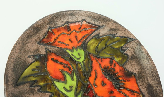 Image 1 of vintage ruscha 1960's 70's WANDTELLER fette lavaschale orange blumen