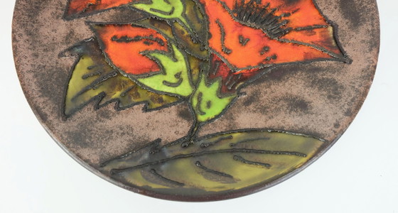Image 1 of vintage ruscha 1960's 70's WANDTELLER fette lavaschale orange blumen