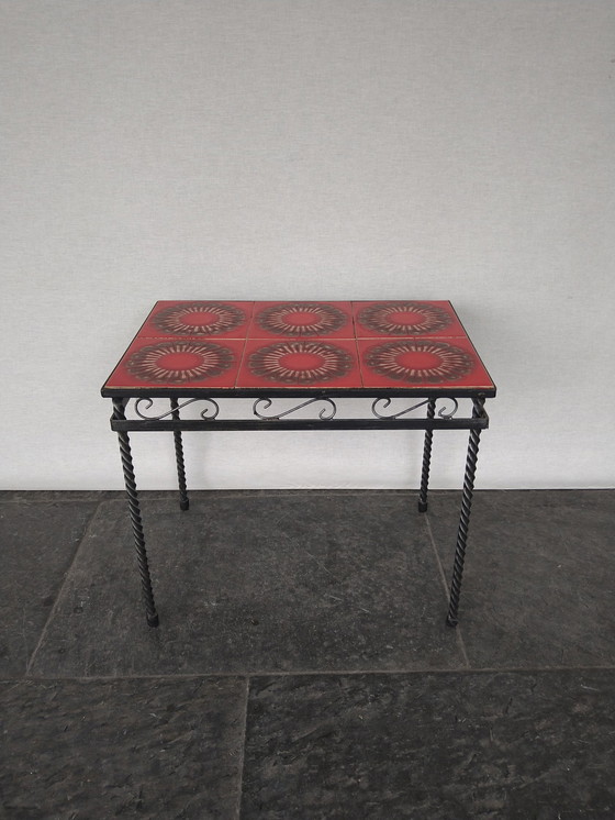 Image 1 of Vintage Beistelltisch mit keramischer Kachelplatte