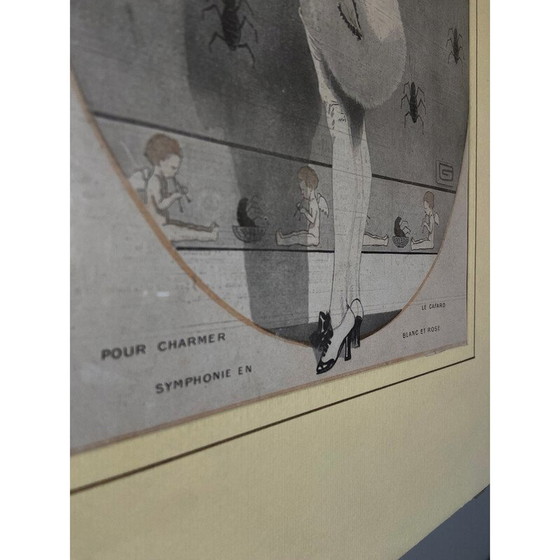 Image 1 of Vintage-Gemälde "Pariser Leben, um die Kakerlake zu bezaubern" mit Aluminiumrahmen, 1913