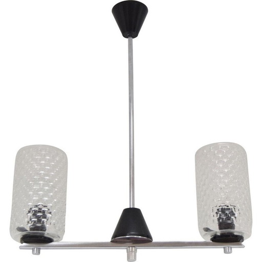 Vintage-Kronleuchter aus Glas und Kunststoff von Lidokov, Tschechoslowakei 1970