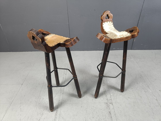 Image 1 of Satz von 4 brutalistischen Barhockern, 1960er Jahre