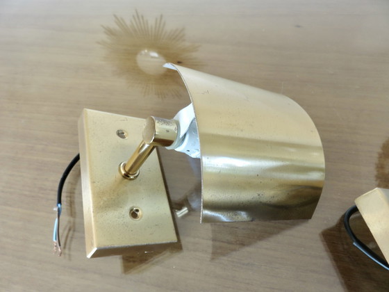 Image 1 of Paar Bandeau-Wandleuchten aus vergoldetem Metall, Frankreich, 1970