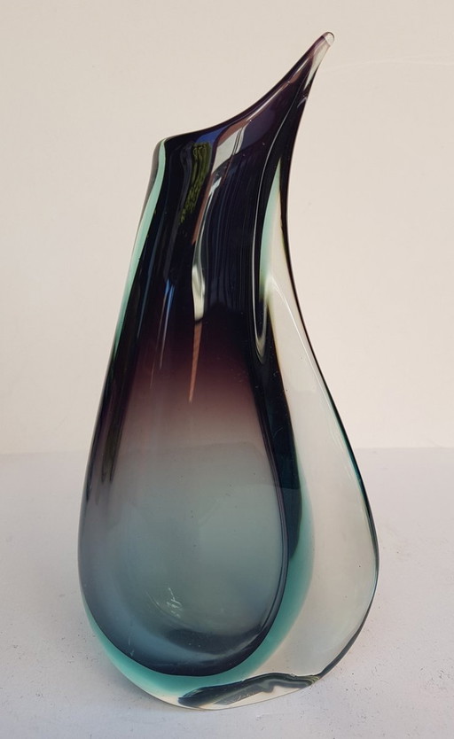 Sommerso-Vase aus Muranoglas, 1950er Jahre