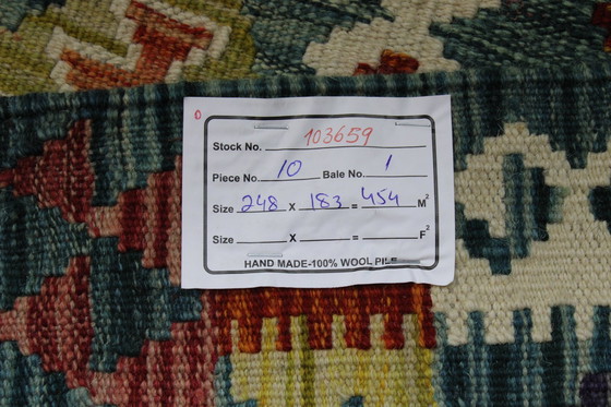 Image 1 of Original Old Style Kelim Afghan 248 X 183 Cm Top Zustand