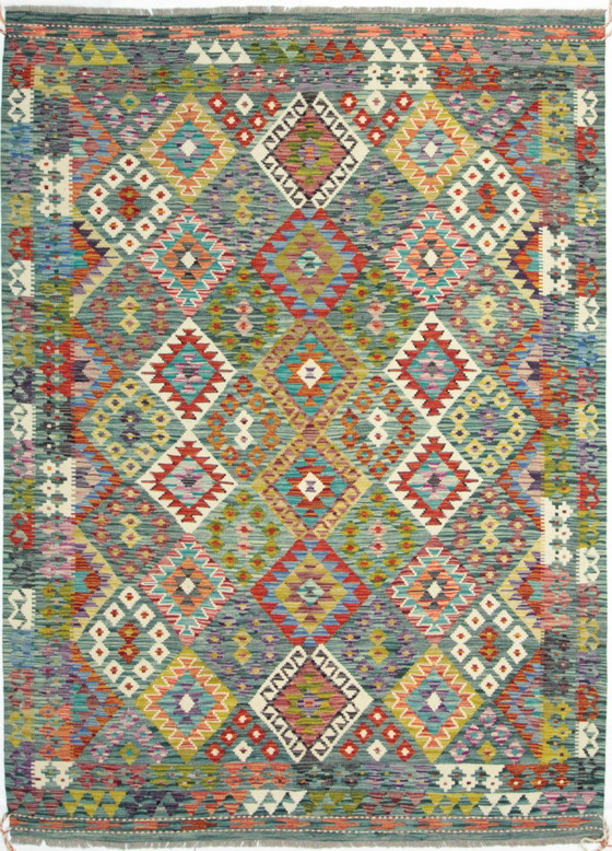 Image 1 of Original Old Style Kelim Afghan 248 X 183 Cm Top Zustand