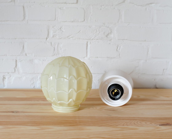 Image 1 of Beige Art-Deco-Deckenlampe von Thabur in Den Haag