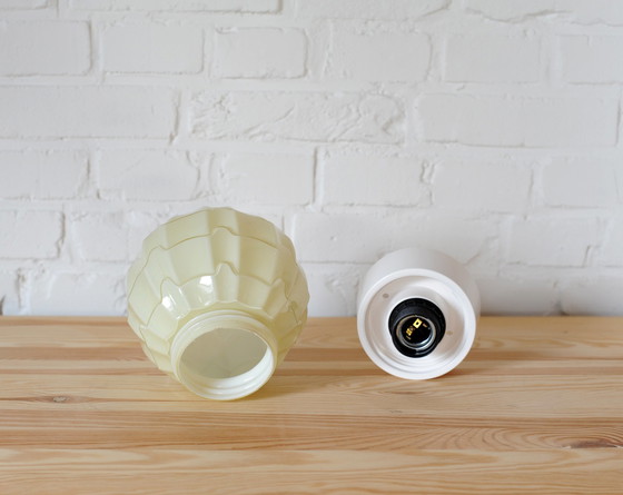 Image 1 of Beige Art-Deco-Deckenlampe von Thabur in Den Haag