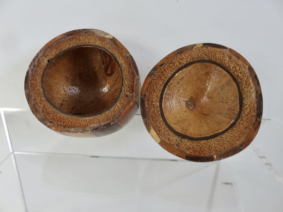 Image 1 of Eiseimer aus echter Kokosnuss mit Intarsien, 1970