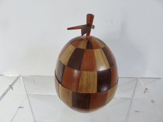 Image 1 of Eiseimer aus echter Kokosnuss mit Intarsien, 1970