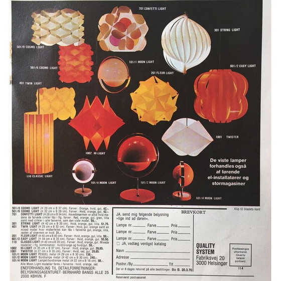 Image 1 of Vintage Moon Light Hängeleuchte, Space Age von Brylle und Jacobsen, 1960