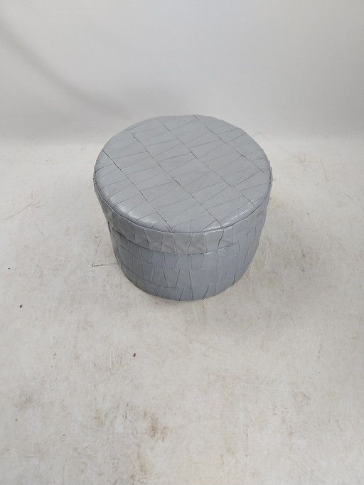 1 X 1970'S Patchwork Hocker Grau