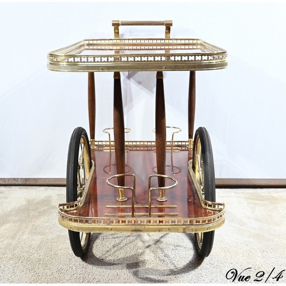 Image 1 of Rollbarer Serviertisch aus Mahagoni und Messing, 1970