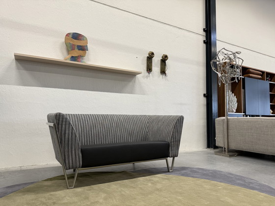 Image 1 of Harvink New Jazz Sofa 2 Sitzer Schwarz Weiß Stoff Leder 166