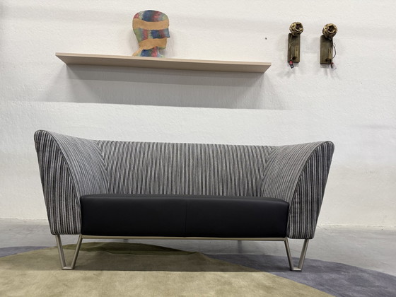 Image 1 of Harvink New Jazz Sofa 2 Sitzer Schwarz Weiß Stoff Leder 166