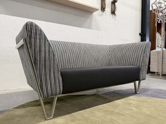 Image 1 of Harvink New Jazz Sofa 2 Sitzer Schwarz Weiß Stoff Leder 166