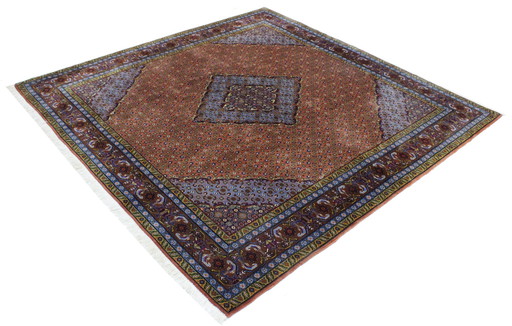 Original Handgeknüpfter Perserteppich Tabriz 50 Raj Fein Mit Seide 200 X 200 Cm Top Zustand 