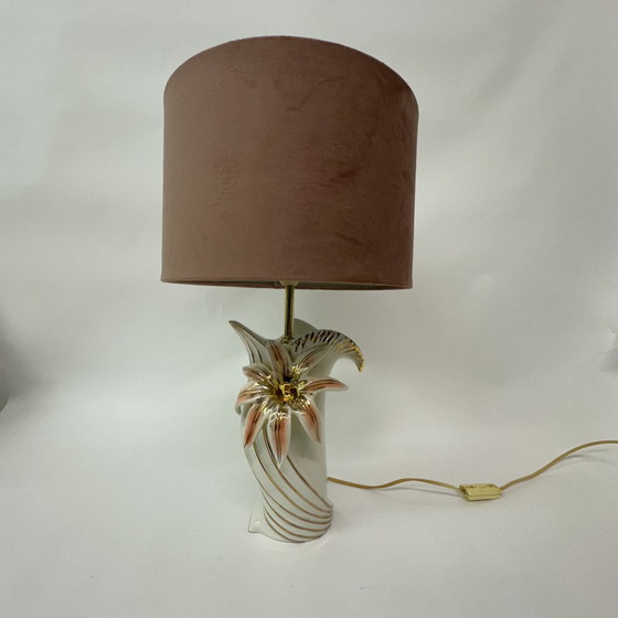 Image 1 of Hollywood Regency Bassano Keramik-Tischlampe Italien, 1970er Jahre