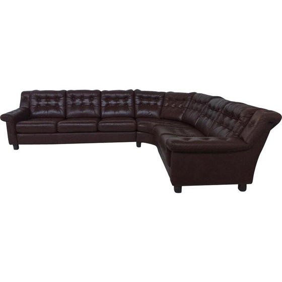 Image 1 of Skandinavisches Vintage-Leder-Ecksofa, 1970er Jahre