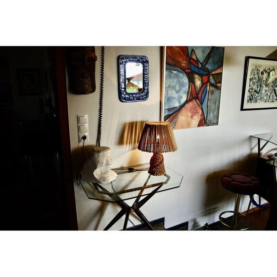 Image 1 of Vintage-Lampe aus strapazierfähigem Binsenholz und Bambus von Audoux Minet, 1950