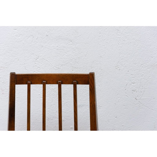 Paar Mid Century Buchenholz Esszimmerstühle mit Polsterung, Tschechoslowakei 1960er Jahre