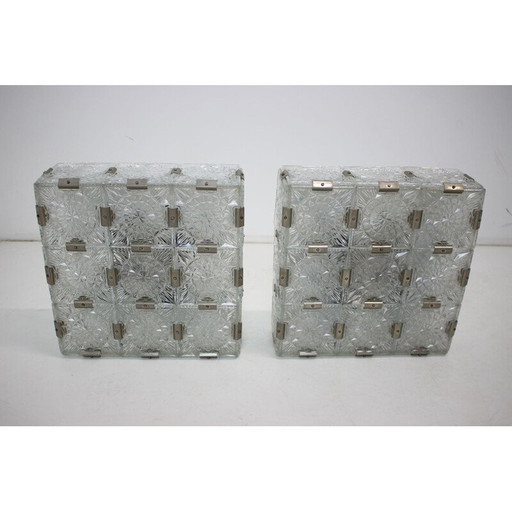 Vintage-Kronleuchter aus Metall und Glas von Kamenický Šenov für Preciosa, Tschechoslowakei 1970