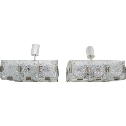 Vintage-Kronleuchter aus Metall und Glas von Kamenický Šenov für Preciosa, Tschechoslowakei 1970