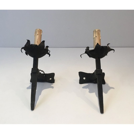 Image 1 of Paar alte schmiedeeiserne Wandlampen, 1940