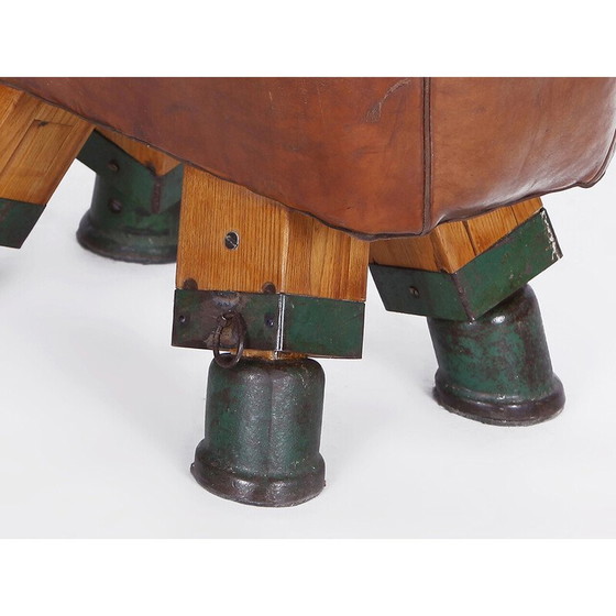 Image 1 of Vintage Gymnastik Tschechische Leder Hocker Pauschenpferd, 1930er Jahre