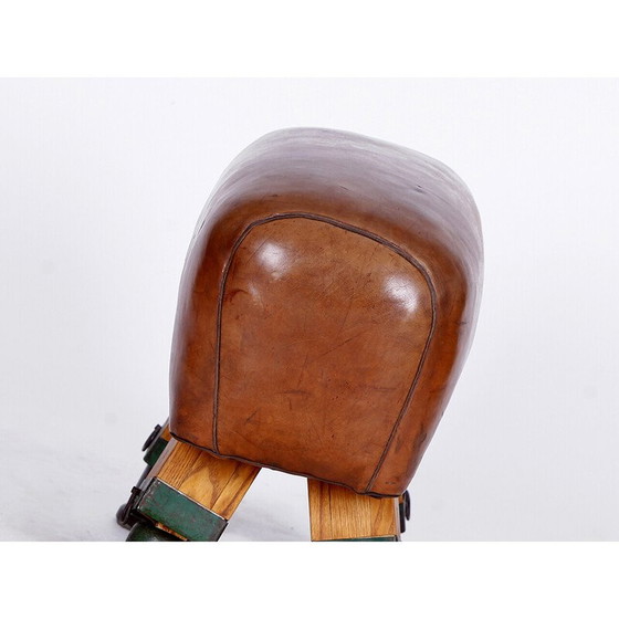 Image 1 of Vintage Gymnastik Tschechische Leder Hocker Pauschenpferd, 1930er Jahre