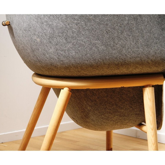 Image 1 of Vintage Pod Chair Sessel aus hell gebeiztem Holz und Stoff für Devorm