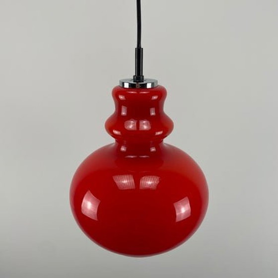 Image 1 of Peill & Putzler Pendelleuchte - Rotes Glas, 1960