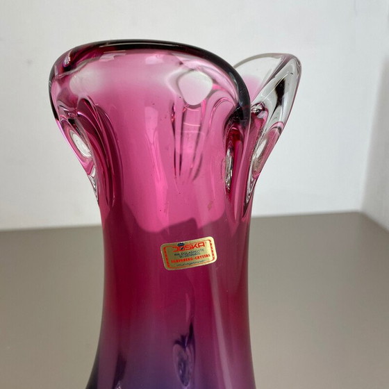 Image 1 of Vase aus rosa und lila Kristallglas von Joska Waldglashütte, Deutschland 1970er Jahre