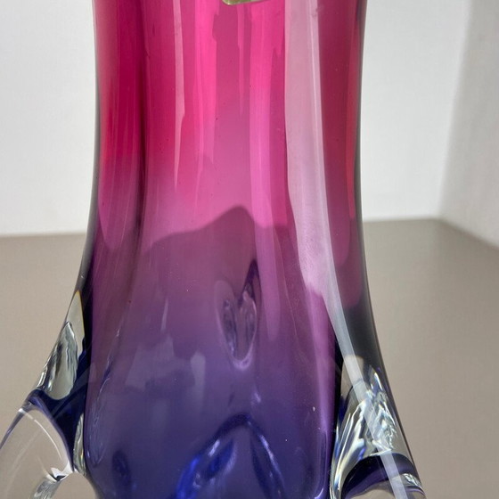 Image 1 of Vase aus rosa und lila Kristallglas von Joska Waldglashütte, Deutschland 1970er Jahre