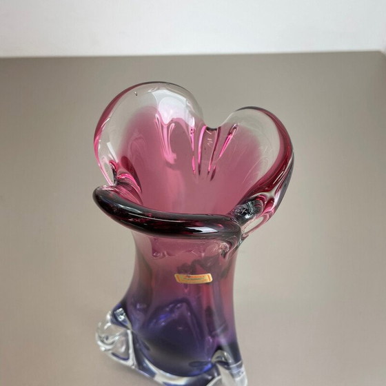 Image 1 of Vase aus rosa und lila Kristallglas von Joska Waldglashütte, Deutschland 1970er Jahre
